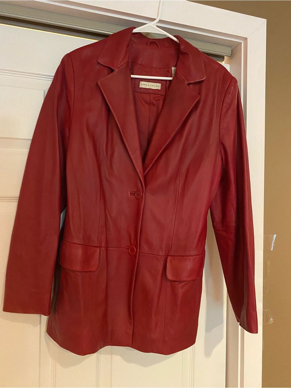 Lord & Taylor Red Leather Blazer Jacket